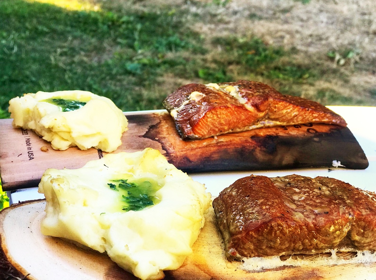 夏天的海味～鮭魚 之 燻烤鮭魚 Salmon Bake on wood plank