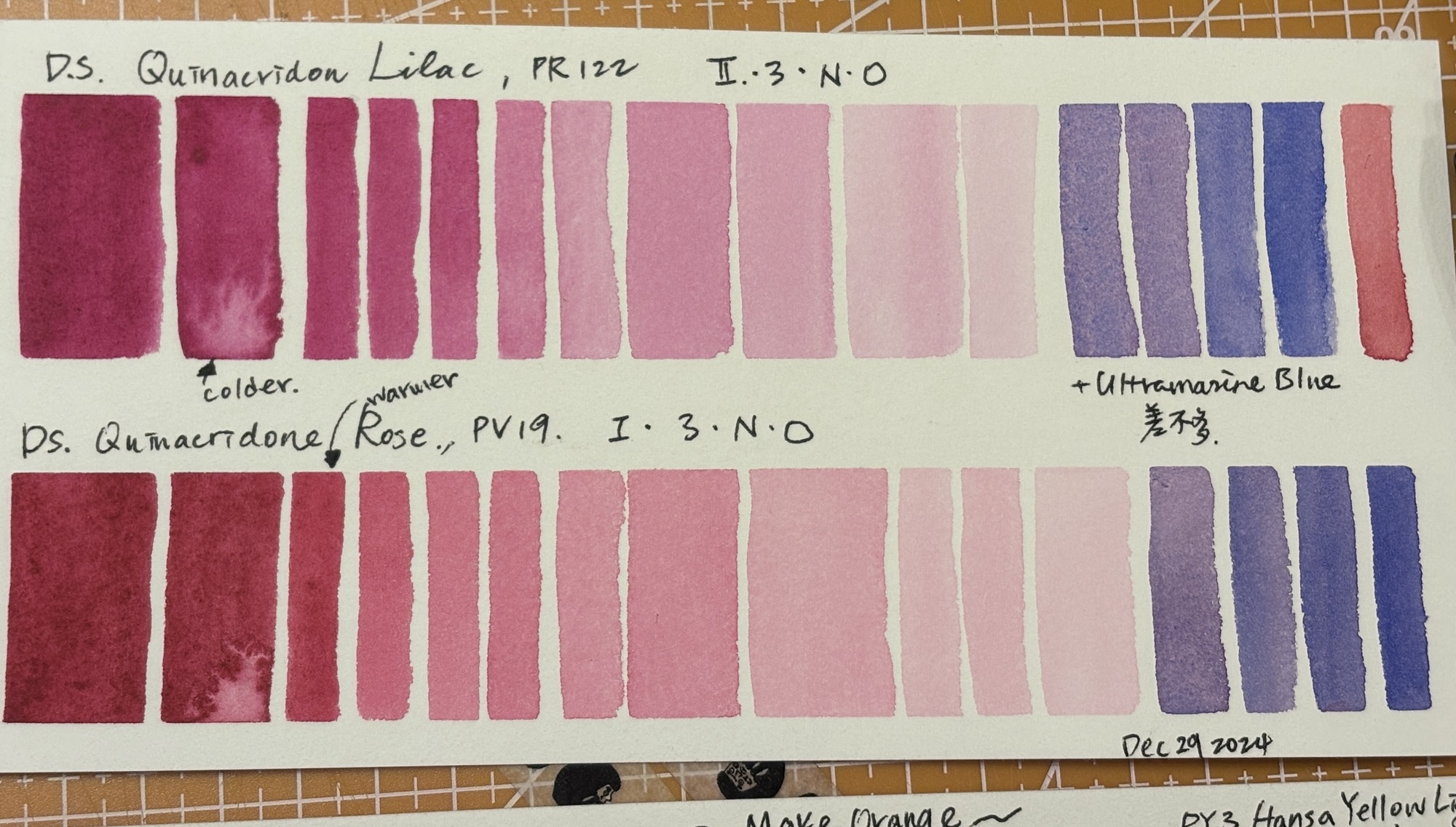 冷紅色的選擇 Quinacridone Rose V.S. Quinacridone Lilac
